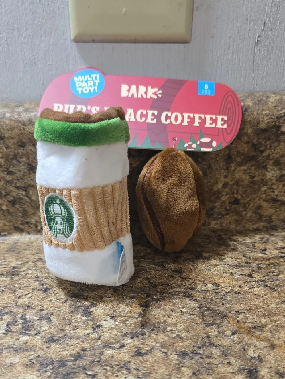 BARK Pup's Place Coffee Plush‎ Toy Set - White, Brown, Green NWT Size Small